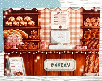 Cozy Bakery Art Print: Adorable Kawaii Illustration