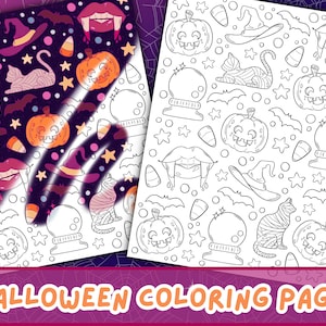 Cute Halloween Coloring Page | Witchy Coloring Page for Spooky Season | Fun Halloween Coloring Page | Halloween Adult Coloring Book