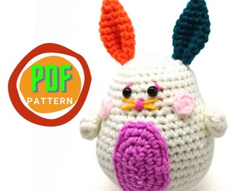 PDF PATTERN crochet amigurumi, Little Bunny, DIY gift, colorful toy, easy to follow pattern, beginner crochet project, English