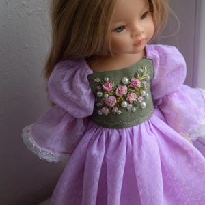 Vestido bordado para muñecas Paola Reina, Effner Little Darling, Ruby Red. Colecciona ropa para muñecas de 13 a 14 pulgadas.