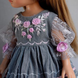Embroidered dress for Paola Reina Amigas, Effner Little Darling, 13 inch dolls Outfit. Handmade Doll Clothes