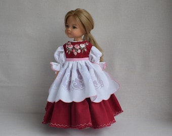 Vêtements de poupée pour poupée Paola Reina, poupée Effner Little Darling et similaires. ROBE brodée, BLOUSE blanche et TABLIER de poupée