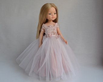 ROBE en tulle de dentelle pour poupée Paola Reina, poupée Effner Little Darling et autres vêtements de poupée de 13 pouces. Robe de poupée rose poudré. Robe de poupée de mode