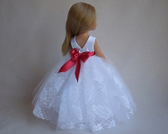 Wedding doll dress for Paola Reina, Little Darling. Bridal doll gown, white ball gown, doll flower girl, communion dress for 13 inch doll