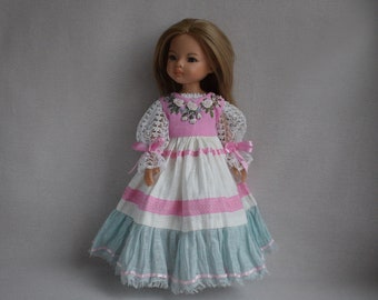 Robe et chemisier brodés pour poupée Paola Reina, poupée Effner Little Darling 13 14 pouces. Tenue de vêtements brodés. Robe en lin blanc rose