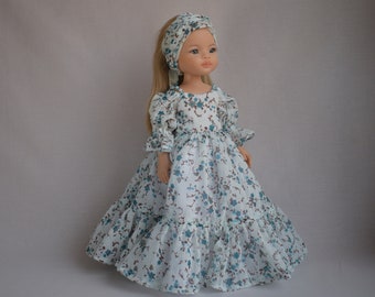 Dress and scarf for Dianna Effner Little Darling, Paola Reina doll. Cotton clothes for 13 inch doll Beauty vintage outfit Boho style sleeves
