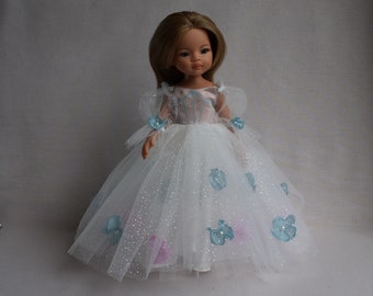 Glitter dress for doll Paola Reina, Little Darling doll. Beautiful clothes doll 13 inches. Doll Gown, wedding dress, flower girl dress