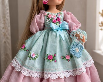 OOAK Paola Reina doll. Custom order collection doll in embroidered dress with accessories. Repaint great