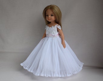 Wedding doll DRESS for Paola Reina Amigas, Little Darling and dolls 13" Bridal gown. Wedding gown. White dress. Bride doll. Doll veil