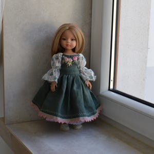 Vestido para muñeca Paola Reina, Effner Little Darling, color rojo rubí, 33-35 cm. Ropa de muñeca bordada con enagua, conjunto de colección.