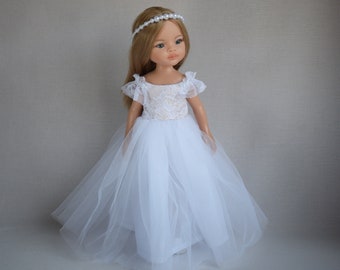 Wedding doll dress for Paola Reina Amigas. White Ball Gown. Bride doll. Bridal gown. Wedding outfit. Flower Girl Dresses. First communion