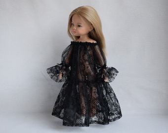 Black lace chemise for doll Paola Reina, Effner Little Darling doll, Ruby Red doll and similar 13 - 14 inch dolls
