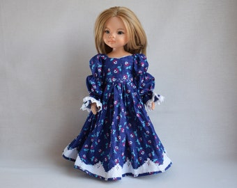 Doll dress for Paola Reina, Effner Little Darling 13 inch doll. Doll clothes made from vintage cotton. Doll apon