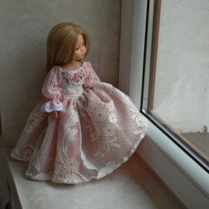 Paola Reina Dress OOAK – Handmade Lace Doll Gown for Effner Little Darling Ruby Red Minouche | Collector Heirloom Doll Outfit