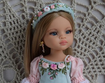 Ooak doll Paola Reina in embroidered dress with accessories. Custom order collection doll. Repaint doll