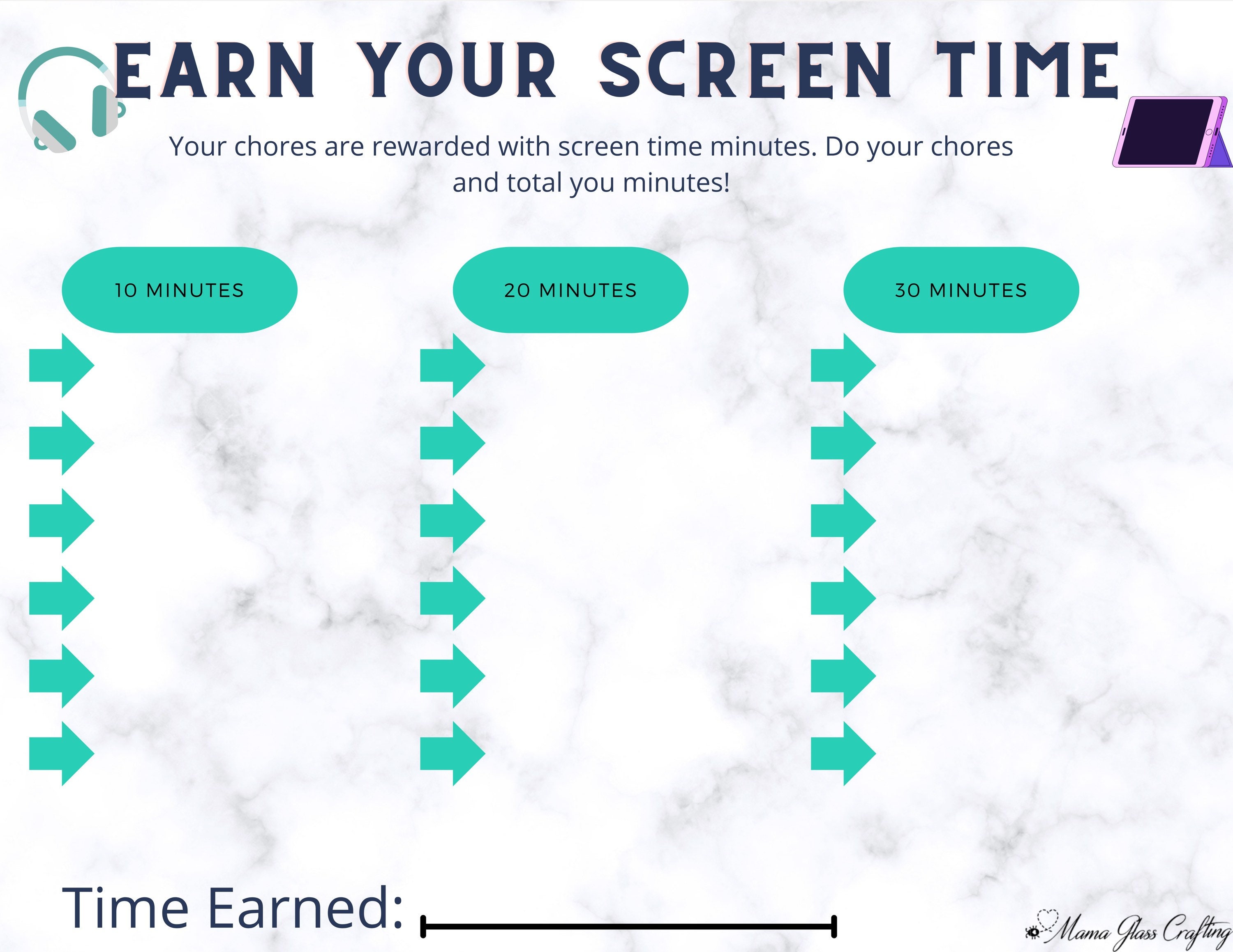 Screen Time Reward Rewards Chart Earn Screen Time Chore Chart - Etsy