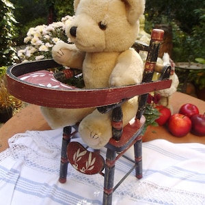 Puppenhochstuhl Puppenstuhl Holzstuhl Vintage Puppe Teddybär Deko Puppensammlung