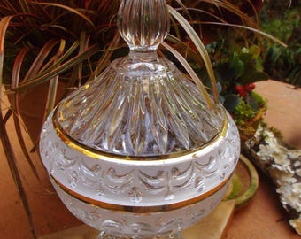 Vintage lidded glass jar glass cup jar glass jar sugar bowl brocante bonboniere vintage mid century