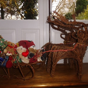 Schlitten Weihnachtsschlitten Rentiere Teddybär Wichtel Adventdeko Weihnachtsdeko Weihnachten Weinrebe