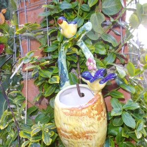 Antik Wandvase Vase Keramik Vögel  Wandkorb Brocante Vogelfigur Behälter Keramikvogel Cottage Landhaus