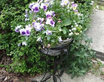 Vintage Blumensäule Pflanzensäule Blumenständer Pflanzenständer Dekoständer Gartendeko Landhaus Cottage Eisen Eisensäule