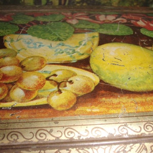 Lattina antica lattina di latta con coperchio lattina di metallo scatola di metallo contenitore di metallo brocante scatola da giardino frutta casa di campagna cottage