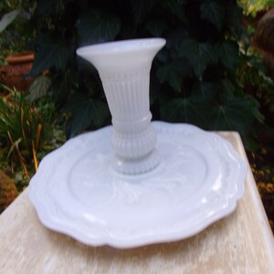 Antik Jugendstil Tafelaufsatz Teller Vase Opalglas Opalinglas Milchglas Pressglas Weiß Brocante