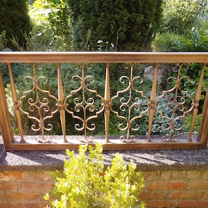 Antik 2 Ziergitter Gitter Balustrade Eiche Holz Eisen Handgeschmiedet Rankgitter Fenstergitter Eisengitter Schmiedeeisen