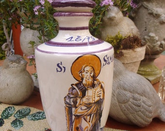 Ulmer Keramik Flasche Hl. Simon Apostel Apotheke