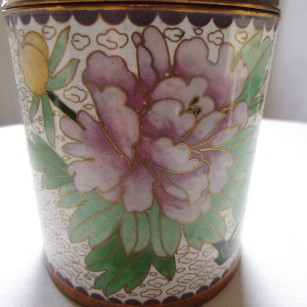 Cloisonne Dose Deckeldose China Paeonia