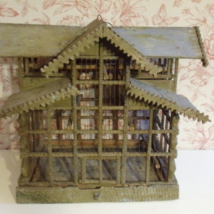 Antik Vogelkäfig Vogelvilla Vogelhaus Brocante Shabby Handarbeit Unikat Antiquität Vogel Holzkäfig Käfig Brocante French Landhaus Cottage