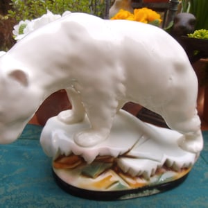 Antik Art Deco Eisbär Polarbär Bär Antarktis Tierfigur Figur Skulptur Keramikfigur  Keramik