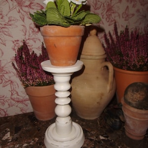 Holzsäule Blumensäule Säule Hutständer Holzdeko Weiß Shabby Brocante Kerzenständer Landhaus Cottage