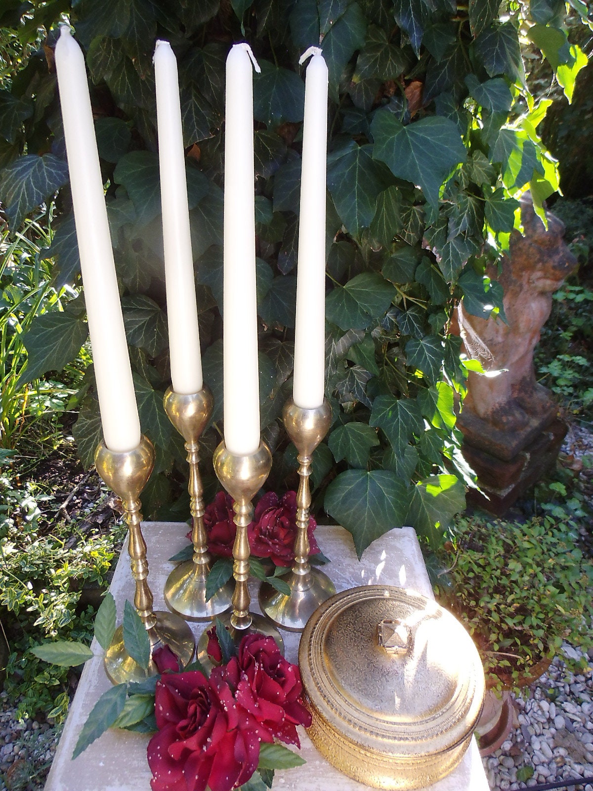 shop online for 100% authentic 4 of 4 brass chandeliers Late Century  Baldwin candlesticks Collection candlestick Brass 20th Vintage Advent  candle holder Brocante 