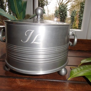 Zinndose Deckeldose Dose  Cottage Landhaus Zinn Metalldose Dose Rund Vorratsdose Tabakdose Bonboniere Henkeldose