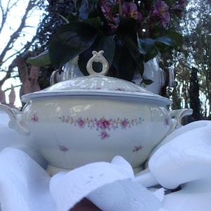 Vintage Terrine Suppenterrine Bavaria Bader Porzellan Porzellanterrine Blumentopf Vintage Blumenmuster Schüssel  Suppenschüssel Mid Century
