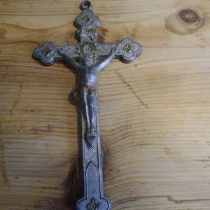 Antik Handkreuz Kreuz Christus Kruzifix Brocante Metallkreuz