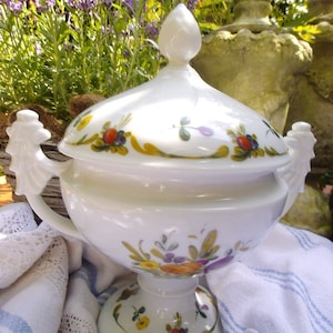 Königlich Pr Tettau  Deckelvase Porzellan Terrine Deckelterrine Amphore Vase Blumenvase Blumen Vintage Löwenköpfe Landhaus Cottage