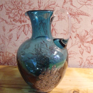 Vintage Design Glass Vase Florida Designer H. Löffelhardt Schott & Zwiesel Mid Century 60s - 70s Mouth-blown Blue Solid Glass Flower Vase