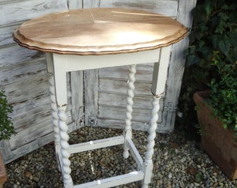 Antique oak side table Barley Twist England table lamp table coffee table wooden table wood white shabby country house cottage