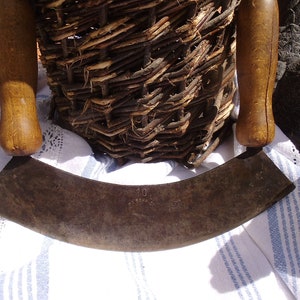 Antik Wiegemesser Kräuterwiege Hackmesser Schneidemesser Cottage Schnittlauch Zwiebel  Landhaus Küche   P.L. Schmidt Elberfeld Gussstahl