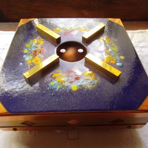 Stövchen Teewärmer Wärmer Mid Century Retro Vintage Kupfer Emaille Messing
