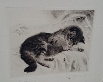 Kurt Meyer Eberhardt Framed Etching Artwork Depicting an Adorable