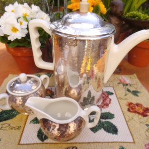Versilbert Kaffeekern Art Deco Kaffeekanne Thermokanne Zuckerdose Milchkännchen Bauscher Fürstenberg