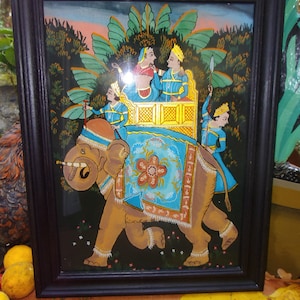 Indien 2 handgemalte Bilder Wandbild  Krishna indische Götter Hindu Hinduism Asien