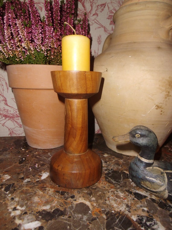 Vintage Holz Kerzenständer Kerzenhalter Leuchter Kerzenleuchter Bauernhaus Brocante Landhaus Cottage