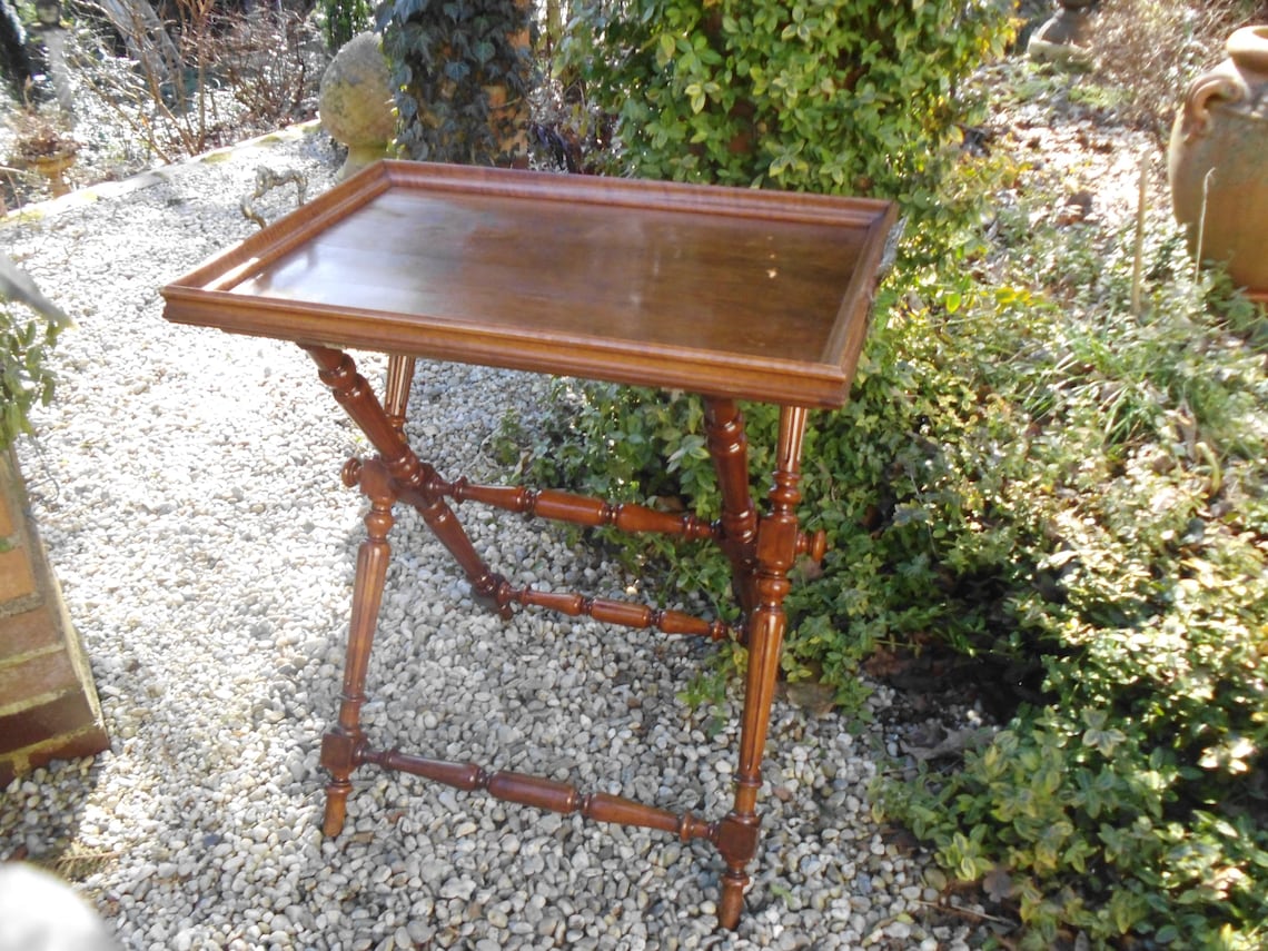 Antik Tablettisch Historismus Beistelltisch Tablett Klapptisch Bar Tisch Tischchen Brocante Holztablett, photo 1 sur 5