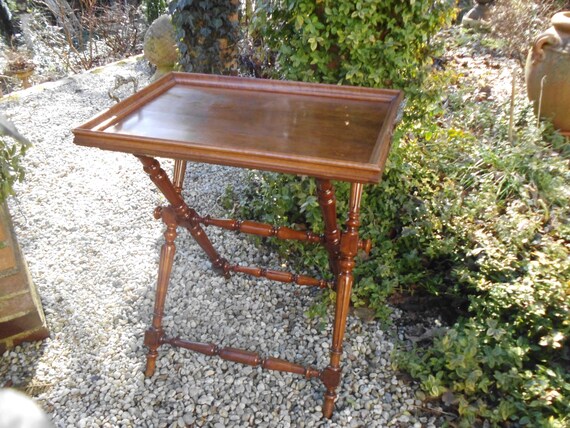 Antik Tablettisch Historismus Beistelltisch Tablett Klapptisch Bar Tisch Tischchen Brocante Holztablett