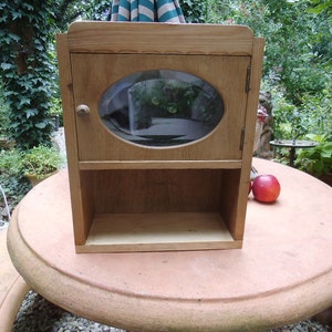 Antik Wandschränkchen Original Kohlezeichnung Hängeschränkchen Schwarze Katze Schränkchen Holzschränkchen Wandkästchen Badschränkchen