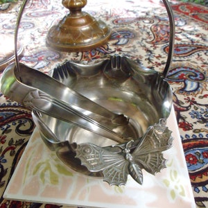 Antik Jugendstil Versilbert Henkelschale Zuckerschale Bonboniere Schmetterling Schale Brocante Bonboniere